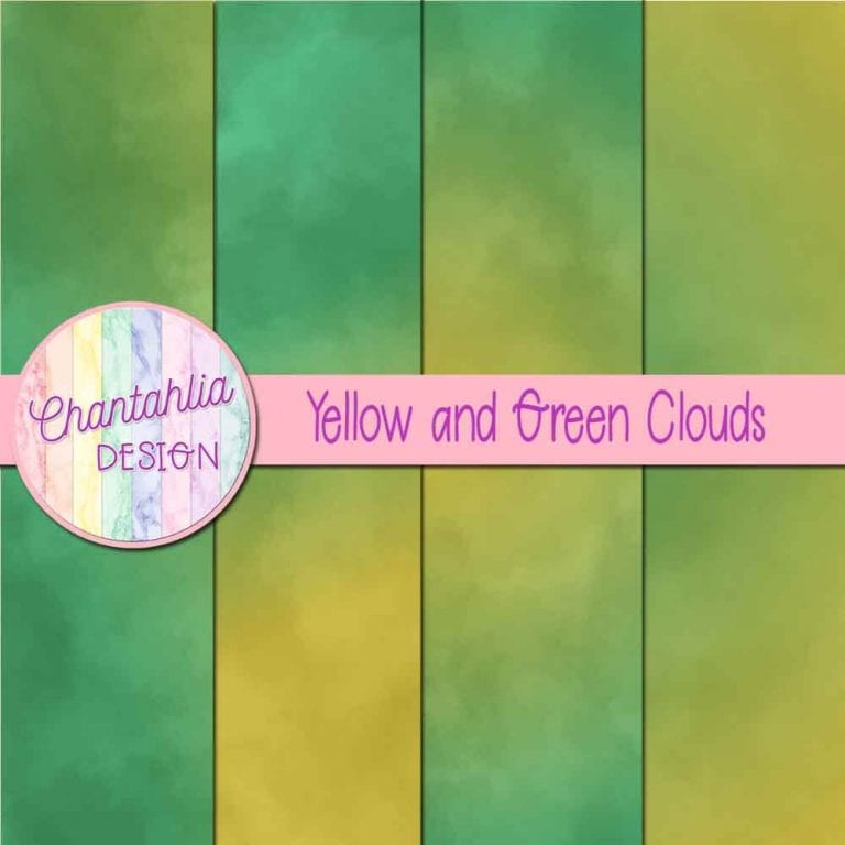 Free Yellow and Green Digital Papers with Clouds Designs