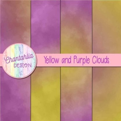Free yellow and purple clouds digital papers