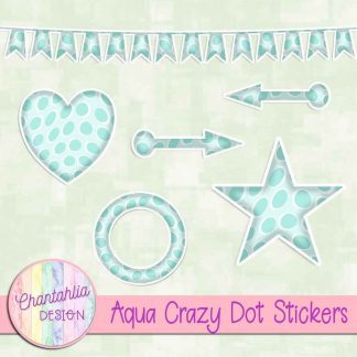 Free sticker design elements in an aqua crazy dot style