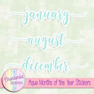 free aqua months of the year stickers