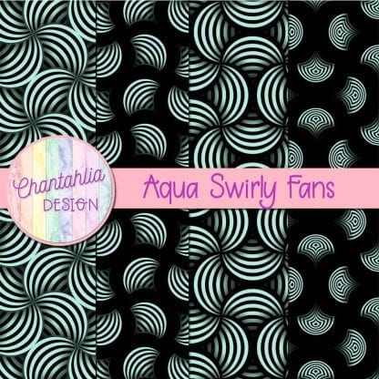 Free aqua swirly fans digital papers