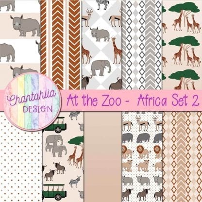 Free digital papers in an At the Zoo - Africa theme.