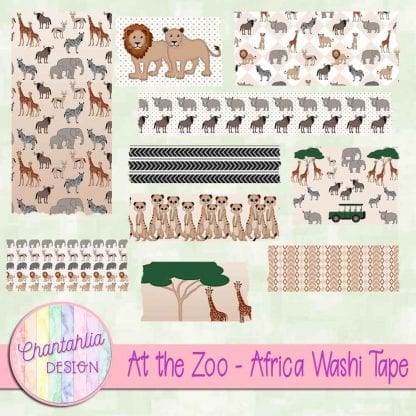 Free washi tape in an At the Zoo - Africa theme.