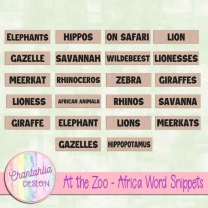 Free word snippets in an At the Zoo - Africa theme
