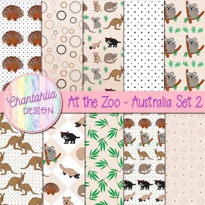 Free digital papers in an At the Zoo - Australia theme