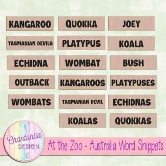 Free word snippets in an At the Zoo - Australia theme