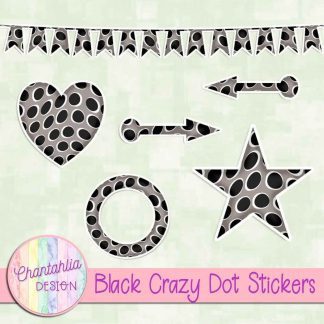 Free sticker design elements in a black crazy dot style