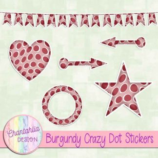 Free sticker design elements in a burgundy crazy dot style