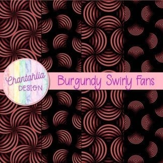 Free burgundy swirly fans digital papers