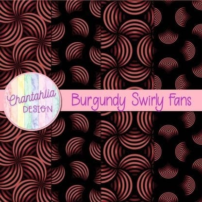 Free burgundy swirly fans digital papers