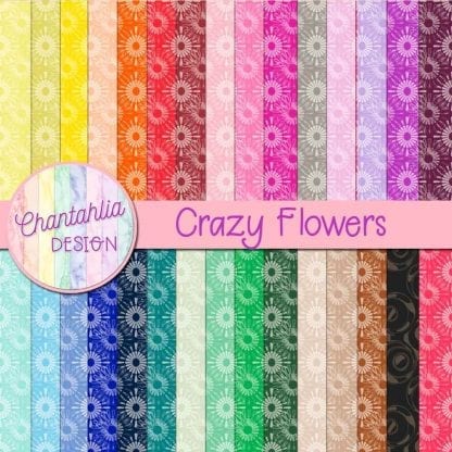 Free digital papers featuring crazy flowers