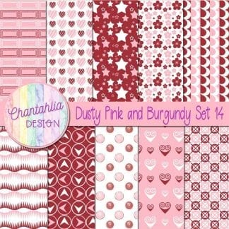 Free burgundy and dusty pink patterned digital papers set 14