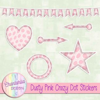 Free sticker design elements in a dusty pink crazy dot style