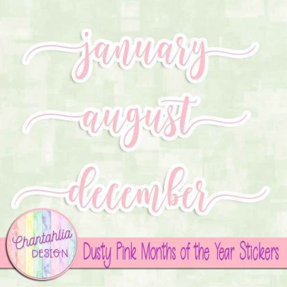 Free dusty pink months of the year stickers