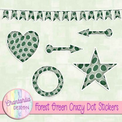 Free sticker design elements in a forest green crazy dot style