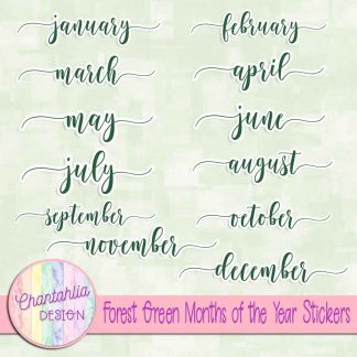 Free forest green months of the year stickers