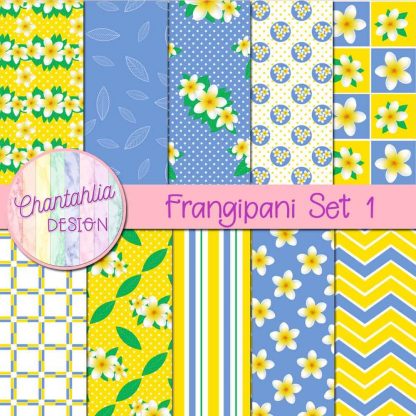 Free digital papers in a Frangipani theme.