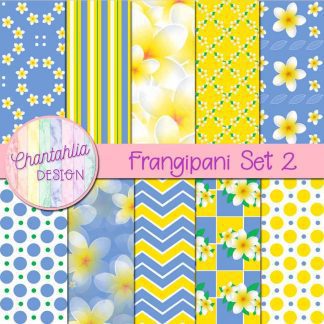 Free digital papers in a Frangipani theme.