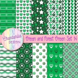 Free green and forest green patterned digital papers set 14