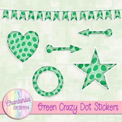Free sticker design elements in a green crazy dot style