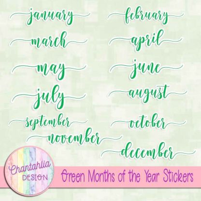 Free green months of the year stickers
