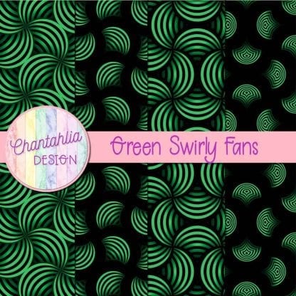 Free green swirly fans digital papers