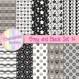 Free grey and black patterned digital papers set 14