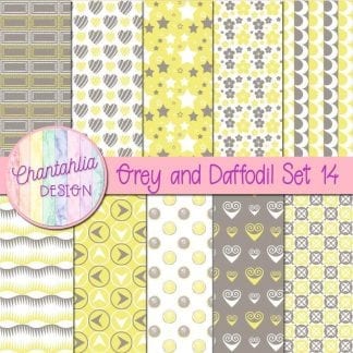 Free grey and daffodil digital patterned papers set 14