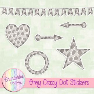 Free sticker design elements in a grey crazy dot style