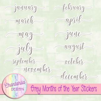 Free grey months of the year stickers