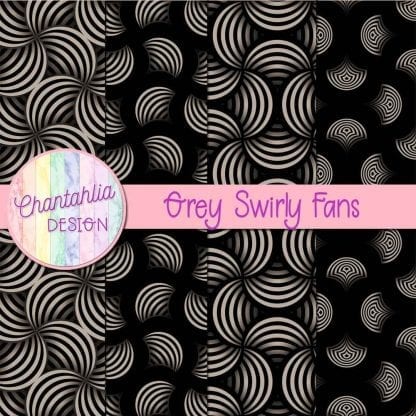 Free grey swirly fans digital papers