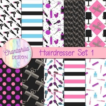 Free digital papers in a Hairdresser theme.