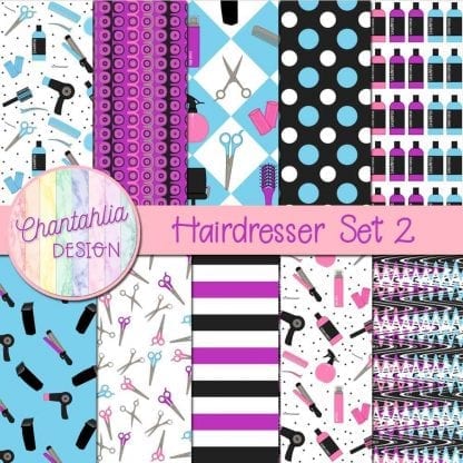 Free digital papers in a Hairdresser theme.