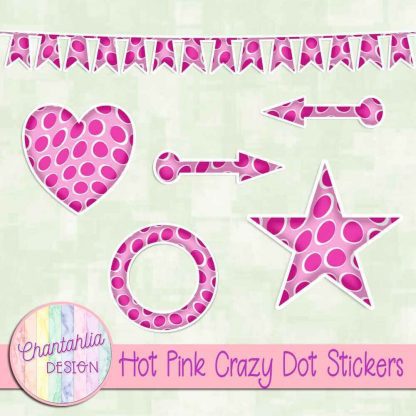 Free sticker design elements in a hot pink crazy dot style