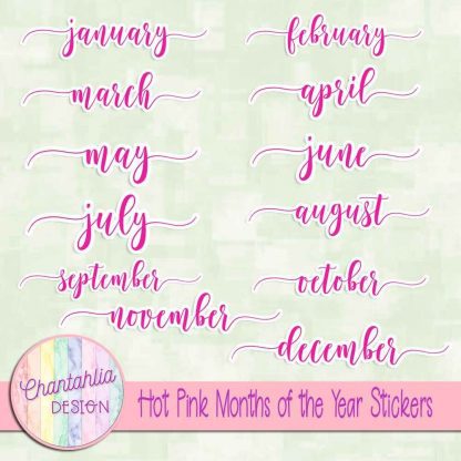 Free hot pink months of the year stickers
