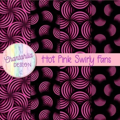 Free hot pink swirly fans digital papers