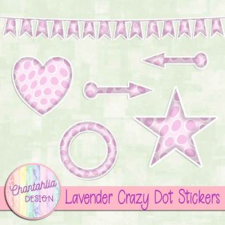 Free sticker design elements in a lavender crazy dot style