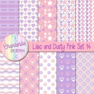 Free lilac and dusty pink patterned digital papers set 14
