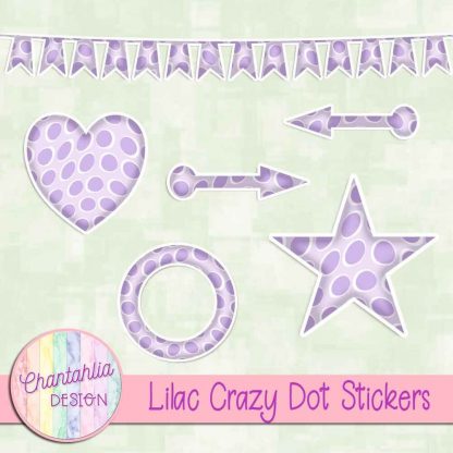 Free sticker design elements in a lilac crazy dot style