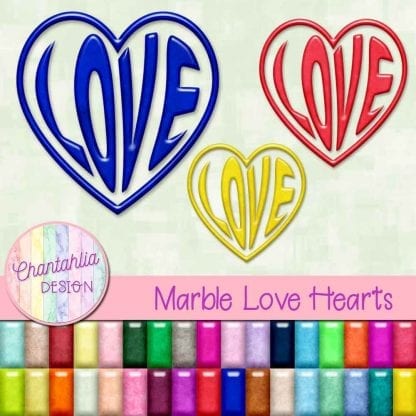 Free love heart design elements in a marble style