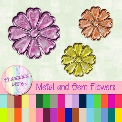 Free flowers in a metal and gem style