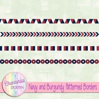 free navy and burgundy patterned borders