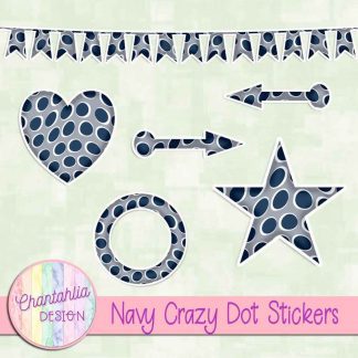 Free sticker design elements in a navy crazy dot style