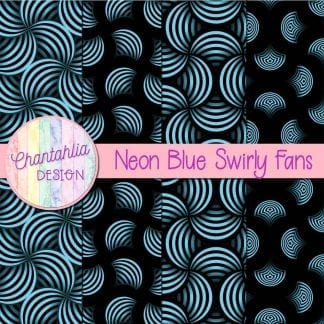 Free neon blue swirly fans digital papers