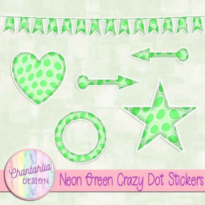 Free sticker design elements in a neon green crazy dot style