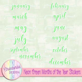 Free neon green months of the year stickers
