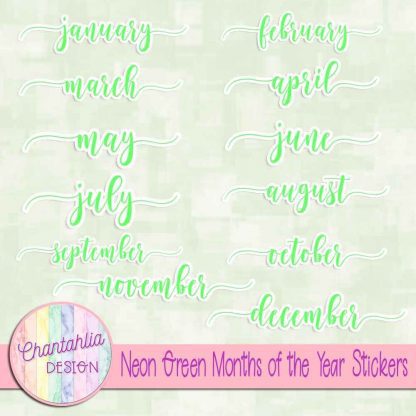 Free neon green months of the year stickers