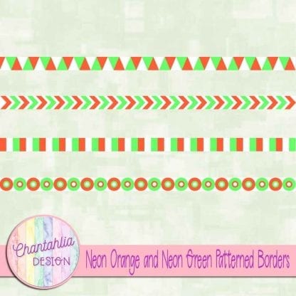 free neon orange and neon green patterned borders