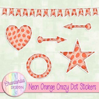 Free sticker design elements in a neon orange crazy dot style