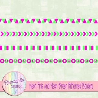 free neon pink and neon green patterned borders